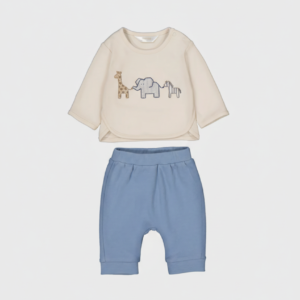 Conjunto X2 - Crema Azul Animales (4 - 6 M)