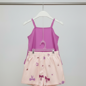 Conjunto Niña X2 - Short Rosa Y Camisa Violeta (12)