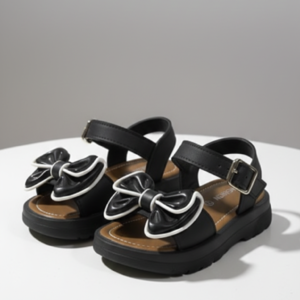 Sandalias Niña - Plastica Negra Moño