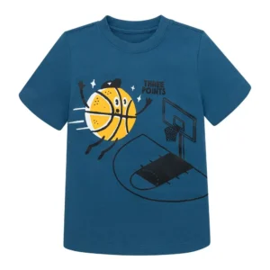 Camiseta Niño - Azul Con Estampado Basquetbol (3)
