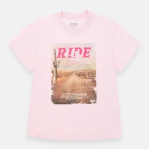 Camiseta Para Niña Manga Corta Con Estampado En El Frente Talla 14